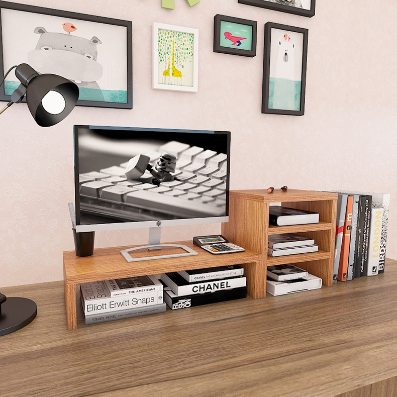 Computer monitor stand wooden desktop storage rack LCD computer monitor stand base