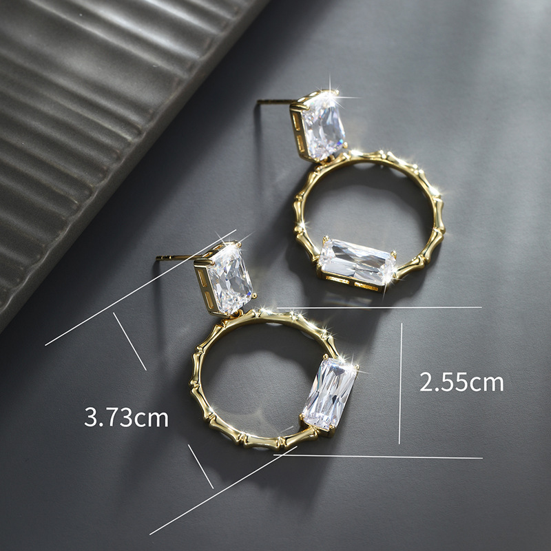 Xuping joyería imitación color tesoro serie Internet celebridad pendientes cuadrados moda mujer simple Esmeralda pendientes de alto grado al por mayor