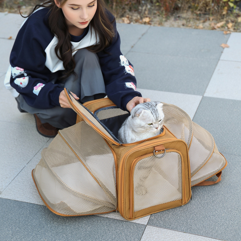 Cat Carrier for Outdoor Use, Large Space, Airline-Approved Pet Soft Carrier, Small Dog Carrier, Portable Hand-Held Crossbody Bag, Breathable and Expandable Cat Carrier Cat Carrier for Outdoor Use, Large Space, Airline-Approved Pet Soft Carrier, Small Dog Carrier, Portable Hand-Held Crossbody Bag, Breathable and Expandable Cat Carrier