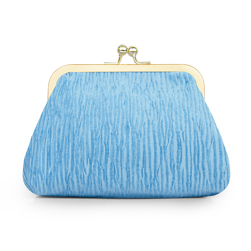 Pleated velvet-blue