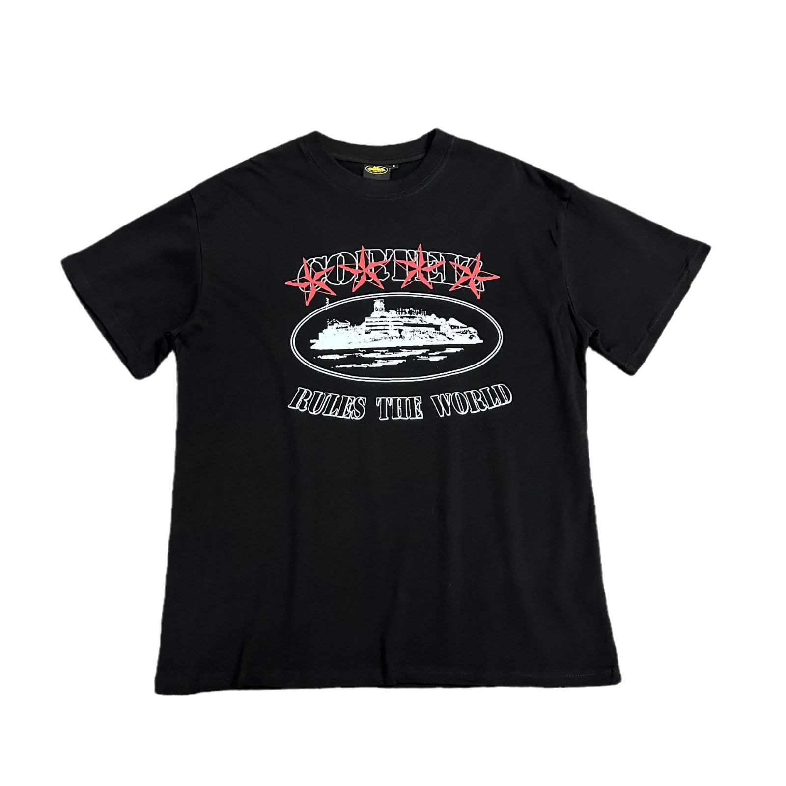 跨境批发欧美潮牌恶魔岛字母LOGO印花圆领宽松短袖T恤男女半袖夏