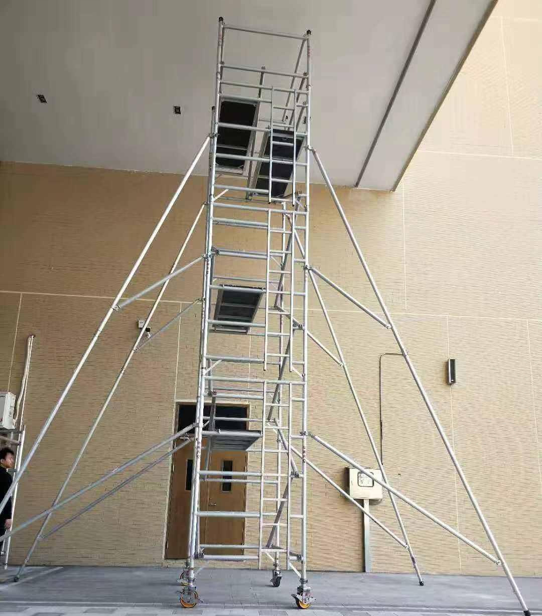 外贸创笙custom快装脚手架 铝合金带梯高空作业SGS TUV证书双宽脚