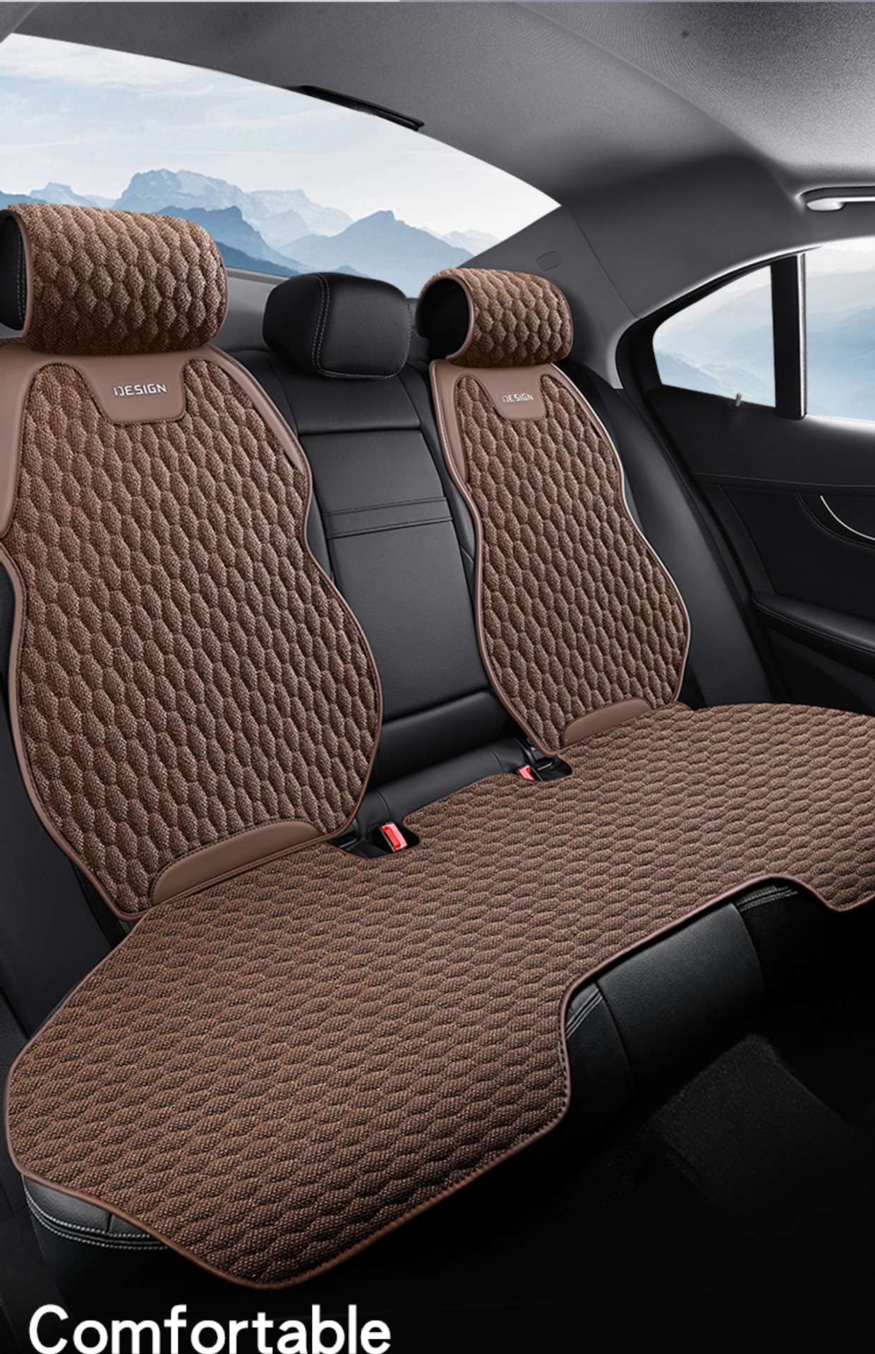 Linen No-Tie Car Seat Cushion, All-Season Universal Cotton and Linen Seat Cover, Breathable Car Half-Pack Seat Cushion Cover, Cross-Border Wholesale