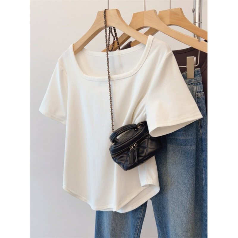 Trendy and Chic Plus-Size Women's Blouse with Tummy Coverage, Summer 2025 New Versatile Casual Short-Sleeve Printed Shirt