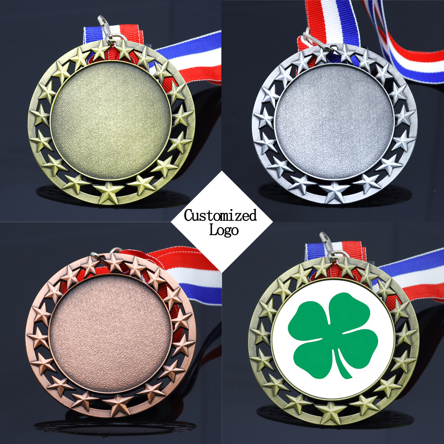 厂家直供现货合金空白奖牌 可来图小批量定 制logo 金属镀古奖牌