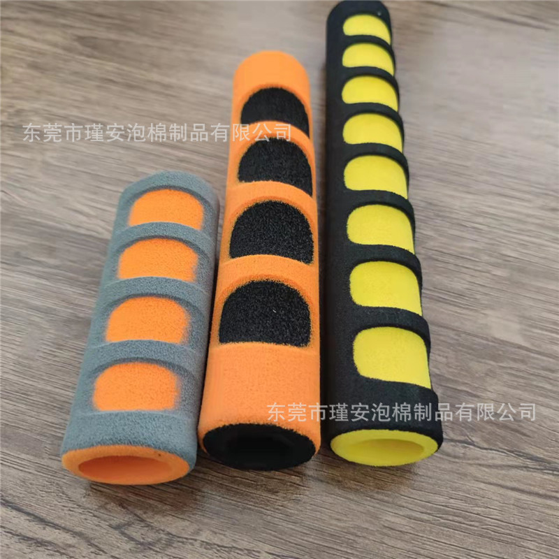 双色四指印海绵握把 健身器材止滑NBR手柄套 玩具EVA手把套