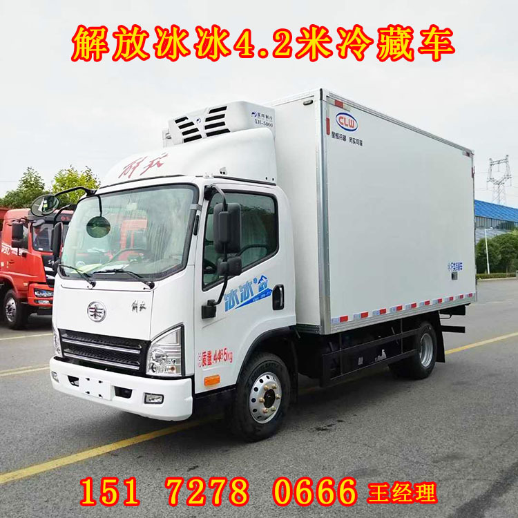 鲜肉蔬菜水果保鲜冷链车冻货食品保温运输车4.2米解放牌冷藏车