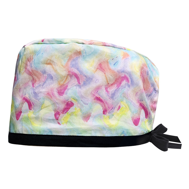 Amazon suministro de algodón puro impresión quirúrgica tapa femenina correa ajustable enfermera tapa médico dental oral fregar tapa