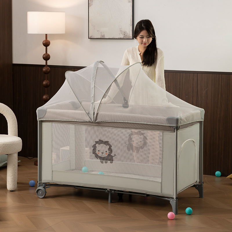 Cama multifuncional plegable transfronteriza con un botón Cama de bebé portátil plegable 0 - 4 años de edad recién nacido se puede mover