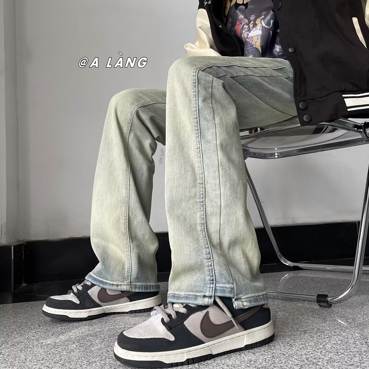 Pantalones de mezclilla teñidos de barro amarillo de alta calidad, belleza masculina, primavera y otoño, nuevos estilos, pantalones de pierna recta retro, control de red completo, alargado y súper largo