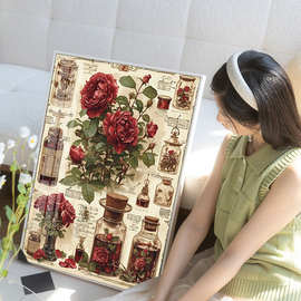 ♔玫瑰十字绣2025年新款线绣客厅手工刺绣卧室餐厅玄关简单小
