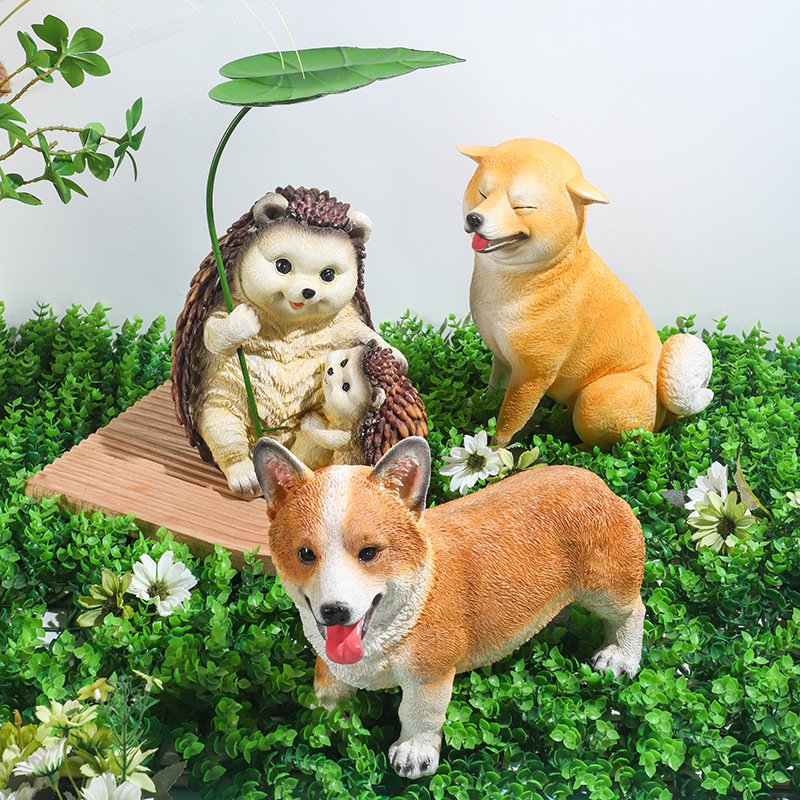 Mini animal model simulation cute animal corgi puppy hedgehog shiba inu figurine model animal ornament