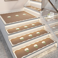 小清新花朵硅藻泥樓梯踏步墊吸水速干防滑地墊家用隔音耐磨樓梯墊