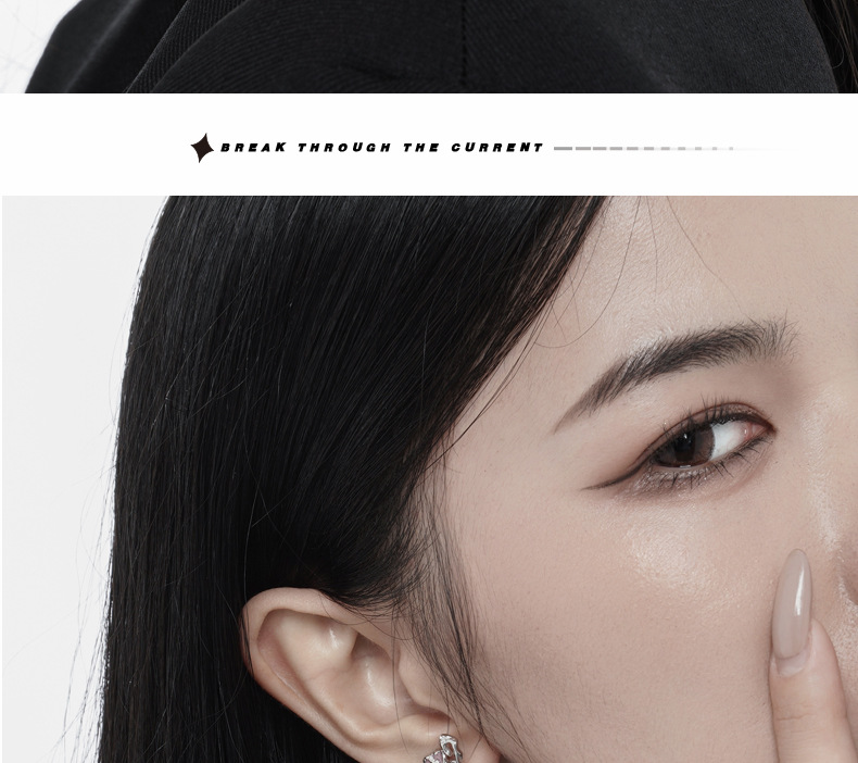 Fashion Heart Shape Sterling Silver Epoxy Ear Studs 1 Pair