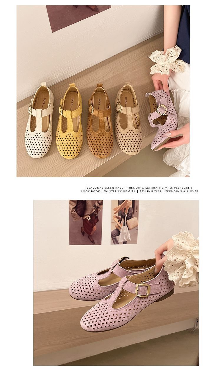 French-style Mary Jane For Women, 2026 Summer Collection, Round Toe, Shallow Cut, Hollowed-out, Breathable, Comfortable,_vogvips.com