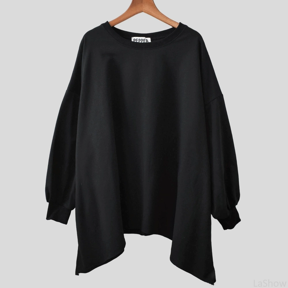 Oversized Sweatshirt, Plus Size Autumn Leisure, One Size Fits All, Fitted Hem