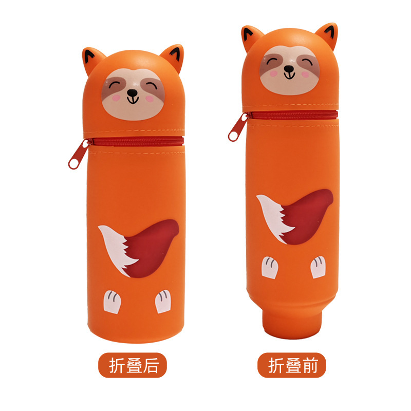 漫画シリコーン伸縮ペンホルダーペンバッグ大容量学生鉛筆文房具収納ボックスかわいい動物ジッパーバッグ|undefined