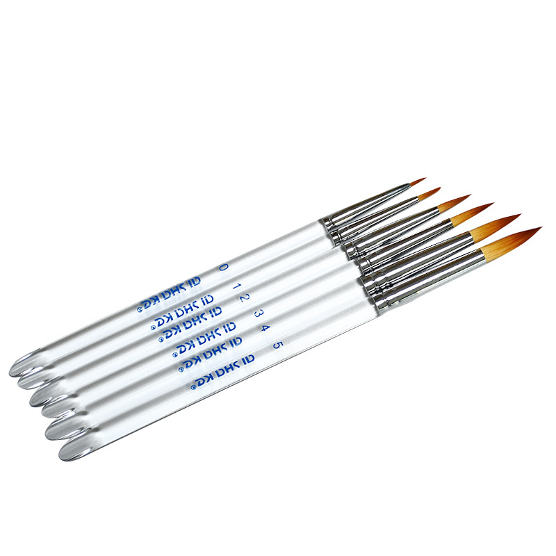 Aaishake acrílico nylon cabeza redonda cristal varilla gancho pluma acuarela uñas belleza cara pluma aceite cepillo varilla transparente