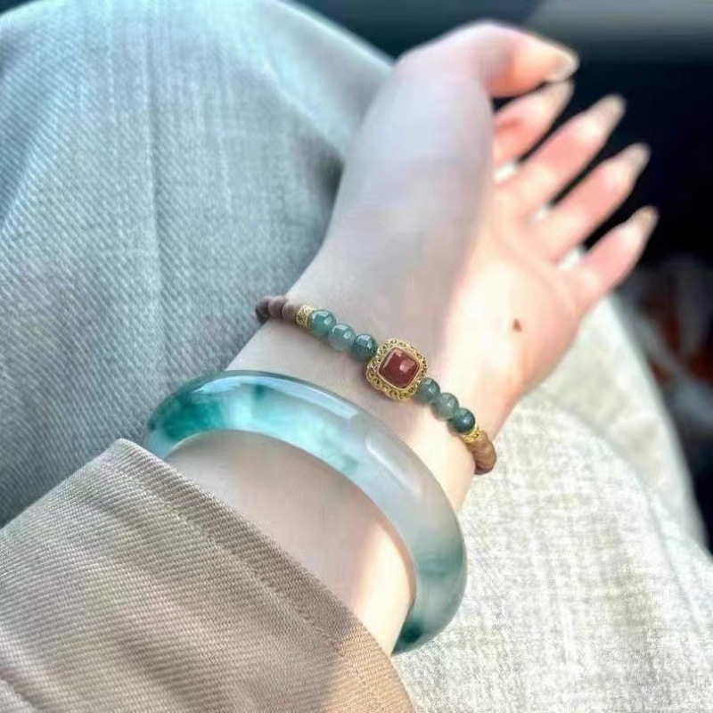 FA 석영석 옥 팔찌 모조 두롱 옥 얼음형 떠다니는 꽃 옥 옥 옥 팔찌 소홍수 생방송