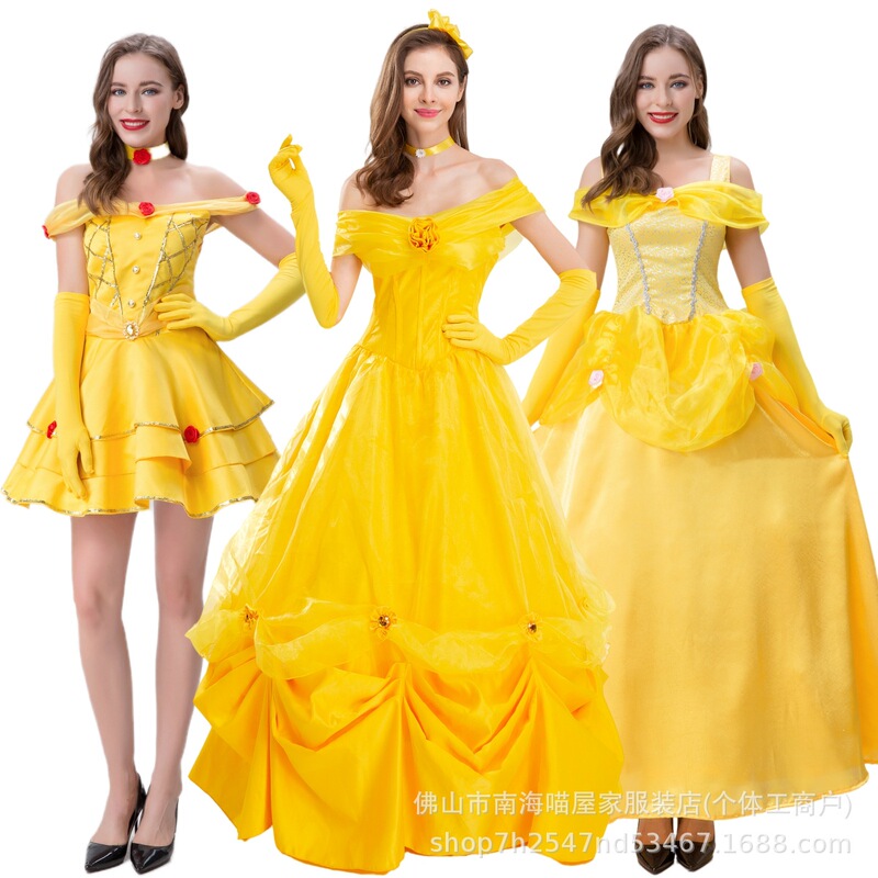 Beauty and the Beast Live-Action Belle Princess Dress Adult Short Dress Photography Photo Shoot Sexy Ball Gown Performance Costume