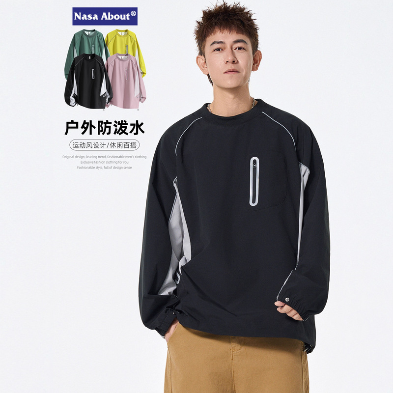 Nasa Color-Block Raglan Sleeve Sports Windproof Sweatshirt Men's Round Neck Pullover Casual Loose Trendy Autumn New Top Nasa Color-Block Raglan Sleeve Sports Windproof Sweatshirt Men's Round Neck Pullover Casual Loose Trendy Autumn New Top