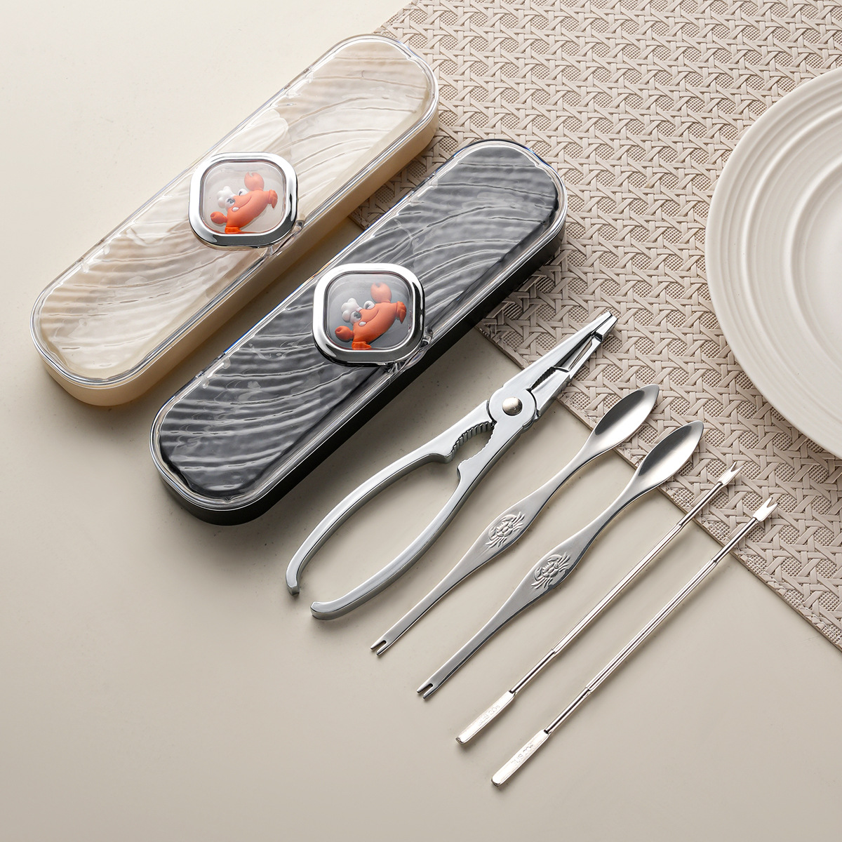 吃蟹工具不锈钢家用蟹钳蟹针大闸蟹钳子夹子拆蟹神器便携工具套装