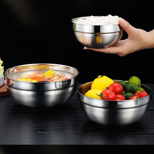 Double-layer soup bowl stainless steel for home use