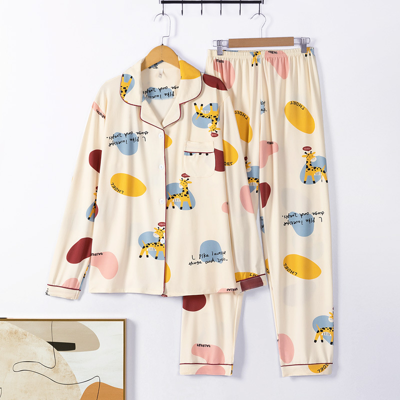 源工場2024新型パジャマ女性長袖薄手ネットレッドins風新型カジュアル快適家庭服カバー