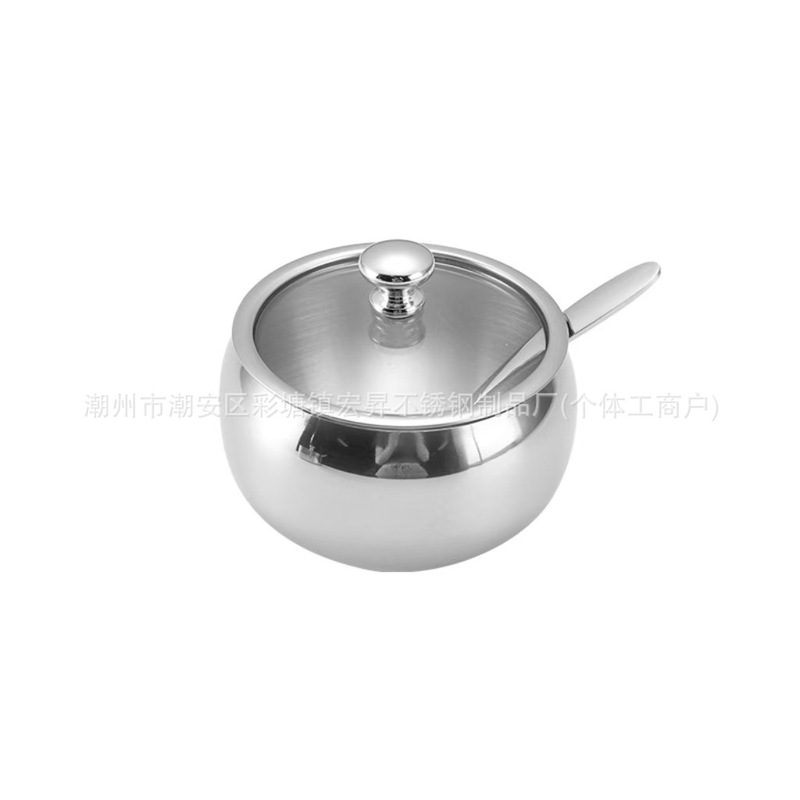 304圆形不锈钢调味罐调味盒盐味精鸡精辣椒胡椒糖调料厨房番茄型|undefined