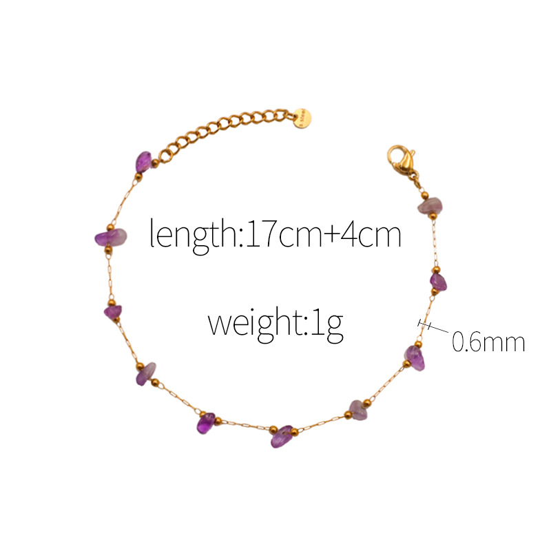 Fashion Sweet Natural Stone Handmade Chain Stainless Steel Bracelet
