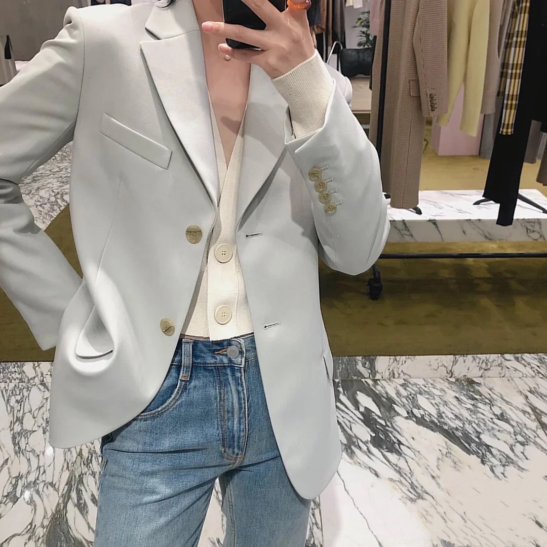 2026 Early Autumn New Style Milk Tea Green Casual Fashion Blazer for Girls