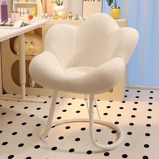 Trendy Makeup Home Backrest Girls' Bedroom Dressing Table Stool Light Luxury Chair Cream Simple Nail Art Petals