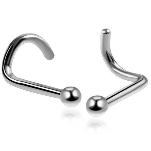 G23 Titanium Alloy Round Ball 5-Character 7-Character S-Bar Nose Bent Nose Ring F136 Cross-Border Hot Selling Body Piercing Jewelry