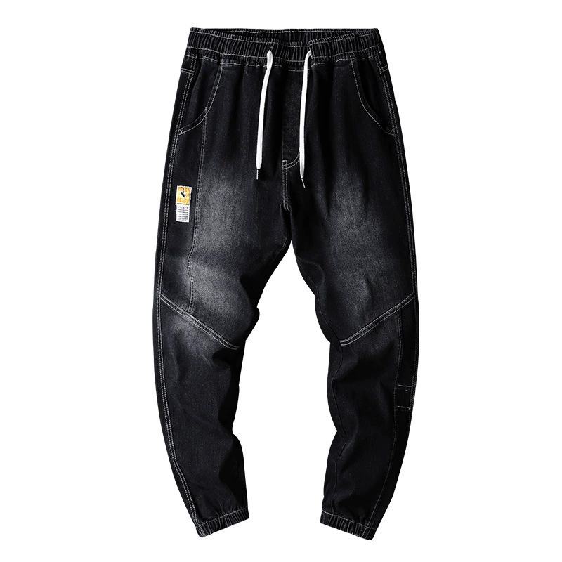 Демисезонные джинсы, эластичные повседневные брюки, oversize, свободный крой