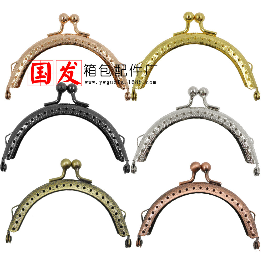 Precio especial: orejas de 8.5CM semicircular máquina de relieve de cabeza oro al por mayor 6 colores opcionales monedero bisagra de bolso