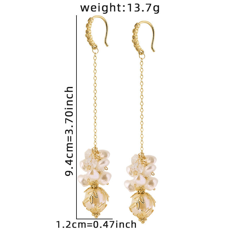 Zirconium original gancho cristal adornado barroco pendientes de perlas nicho estilo de alta sensación pendientes de orejas