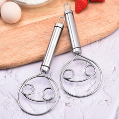 304 Stainless Steel Flour Mixer Whisk Dough Stirring and Kneading Tool Double Coil Danish Dough Blender