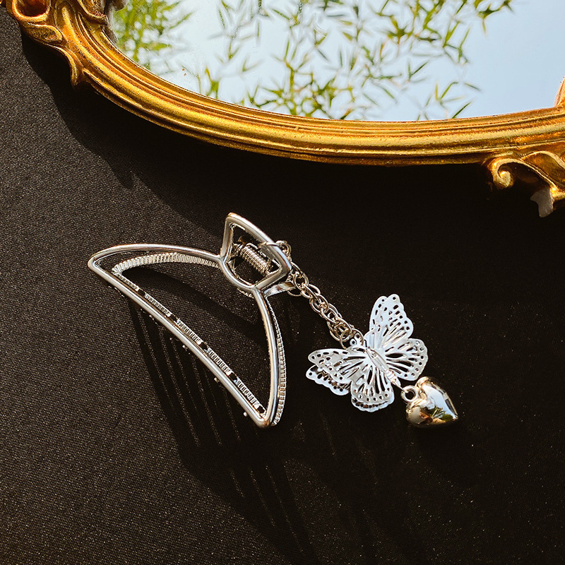 Pinza de cabello metálica coreana de alta sujeción con diseño retro