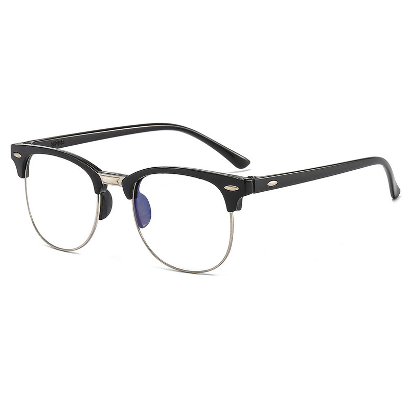 Wang Hedi Same Style Eyeglass Frame, Prescription Eyeglass Frame for Men, Gold-Rimmed Browline Half-Frame Glasses for Women Bj6105