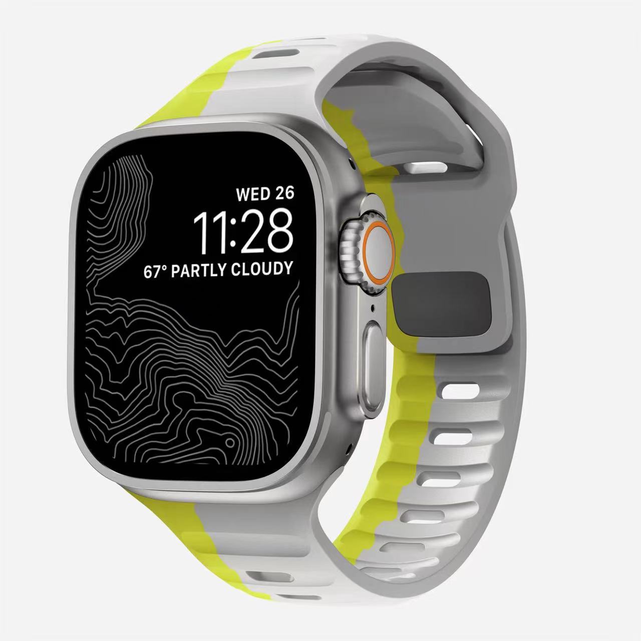 アップルiwatchスマート腕時計バンド345678se運動通気黒角ボタン逆ボタンシリカゲルリストバンド
