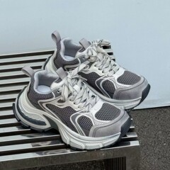 前言范真皮复古做旧厚底老爹鞋女2025秋季百搭时尚休闲运动女鞋潮