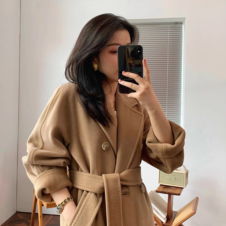 25 Years 101801 Style New Camel Mid-Length Woolen Outwear Classic Cashmere Outwear