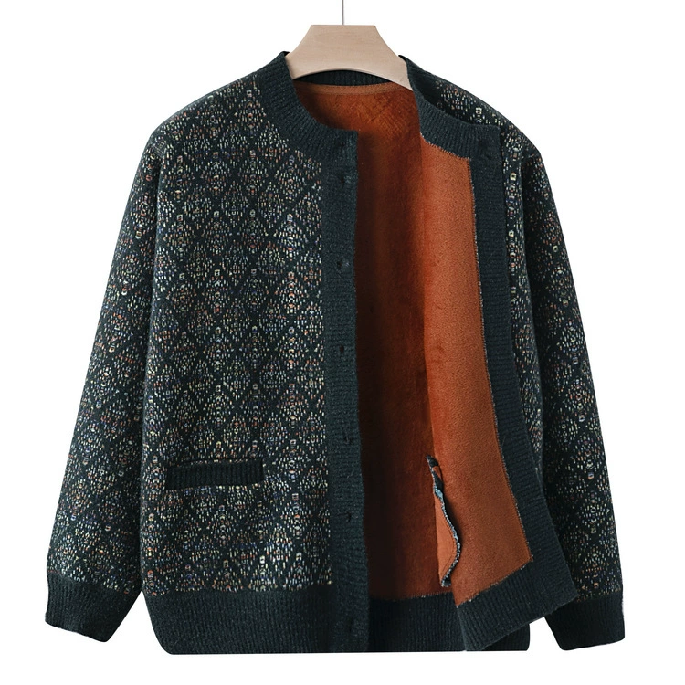 Люди среднего и пожилого возраста осенняя одежда плюс бархатный свитер свитер женская мама осенний зимний кардиган пальто старуха бабушка одежда