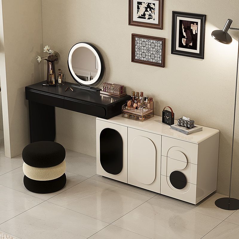 Solid Wood Dressing Table Integrated Master Bedroom High-End Cream Style Home Bedside Cupboard Storage Cabinet Retractable Dressing Table