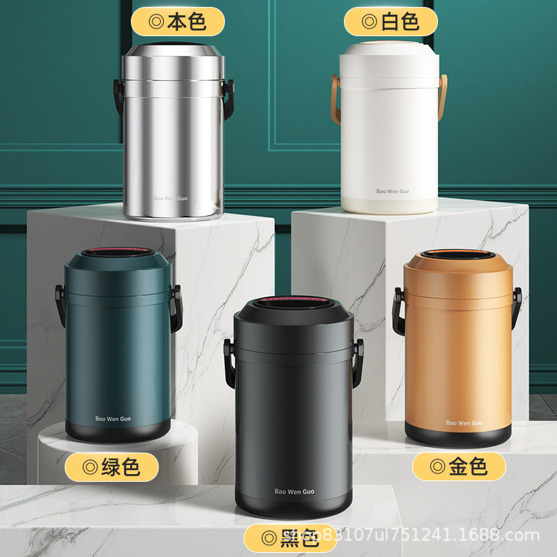 Vacío 304 Acero inoxidable aislado portátil lonchera estudiante lonchera engrosada gran capacidad olla cubo lonchera