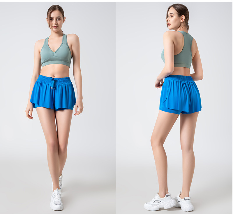 Sports Solid Color Chemical Fiber Blend Nylon U Neck Active Bottoms Culottes display picture 3