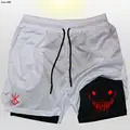 Double Solid Color Shorts Men's plus size Fitness Leisure Training Quick-drying Jogging Pants Summer New