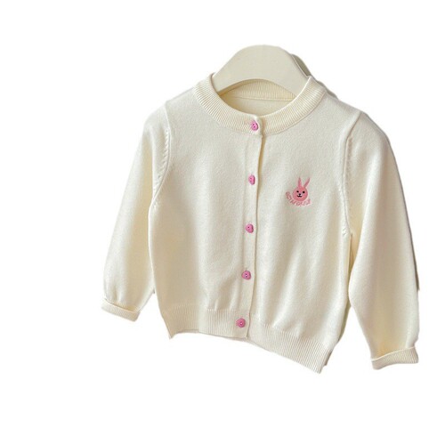 Ningli New Spring and Autumn Korean Style Fresh and Cute Style Girls Cardigan Jacket Stretch Skin Friendly Girls Knitted Sweater Long Sleeve