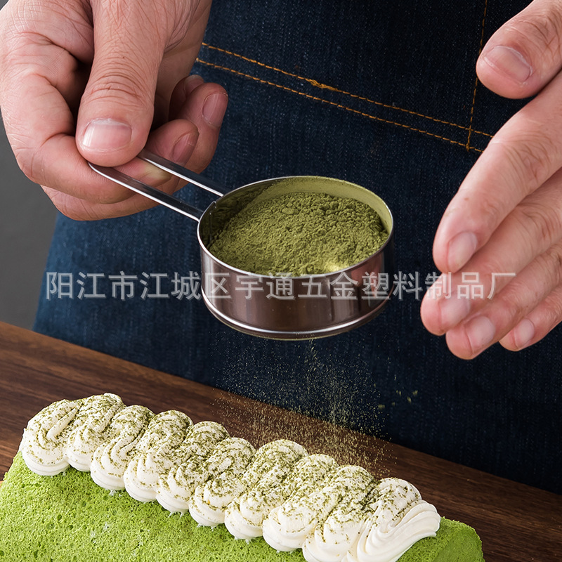 In stock 304 stainless steel flour sieve hand-held baking tool 40 mesh small sieve household kitchen mesh sieve sugar powder sieve