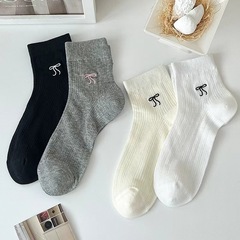 Women's Summer Mesh Thin Jk Socks with Butterfly Bow, Short Socks, Cotton Sweet Ins Lace-up Ballet Socks for Fashion Women